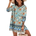 thumbnail image 3 of Zeagoo Vocation Women Casual Summer Dress Boho V Neck Long Sleeve Short Babydoll Floral Print Flowy Beach Dresses, 3 of 6