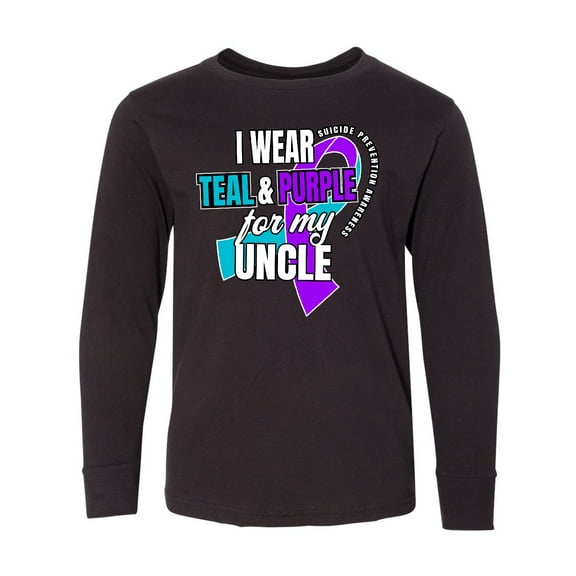 Inktastic Suicide Prevention I Wear Teal and Purple For My Uncle Long Sleeve Youth T-Shirt
