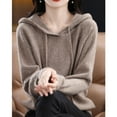thumbnail image 4 of GigrtiJin Women's Knitted Hoodies Solid Color Casual Long-Sleeved Hooded Sweater Comfy Casual Drawstring Pullover Top, 4 of 4