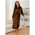 thumbnail image 5 of Plush Robe for Women, Long Flannel Winter Bath Robe, Plus Size Coffee Brown M, 5 of 6