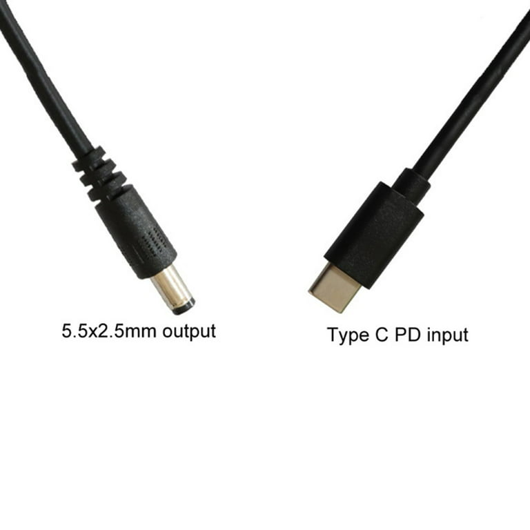 USB Type C 3.1 PD to 5.5mm Barrel Jack Cable - 12V 5A Output