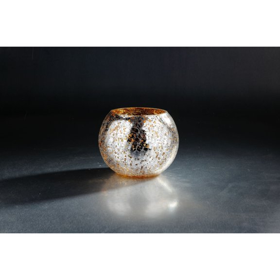 CC Home Furnishings Handblown Spherical Glass Floral Vase - 8" - Gold and Silver