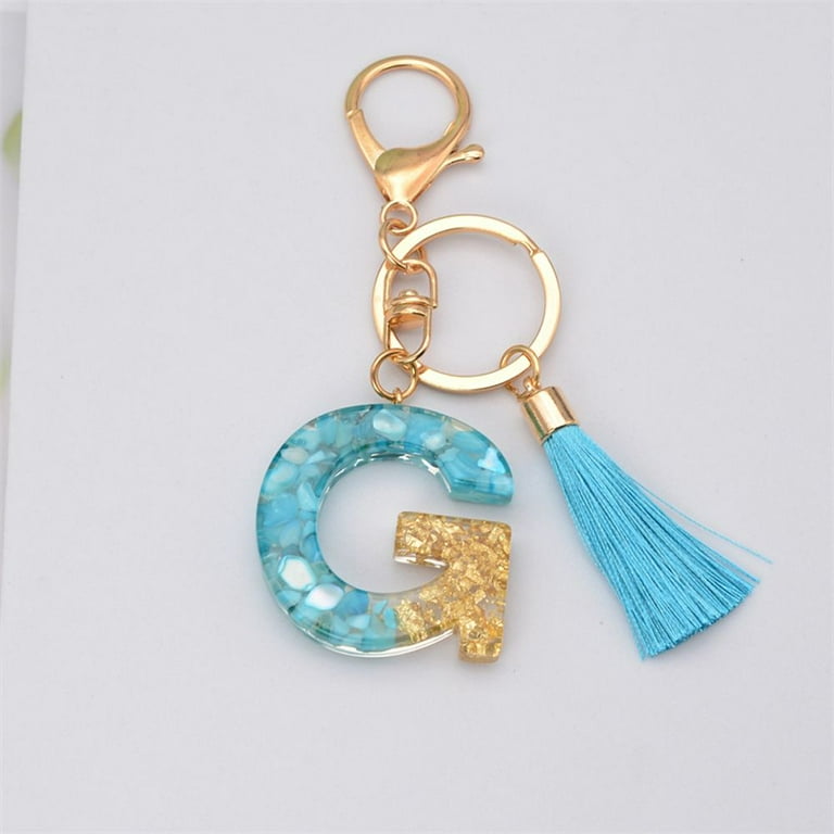 New Acrylic Letter Keychains 26 Glitter English Alphabet Tassels Jewelry  N6n5 Car Ball Bag Keyring Accessories Pendent J1X5