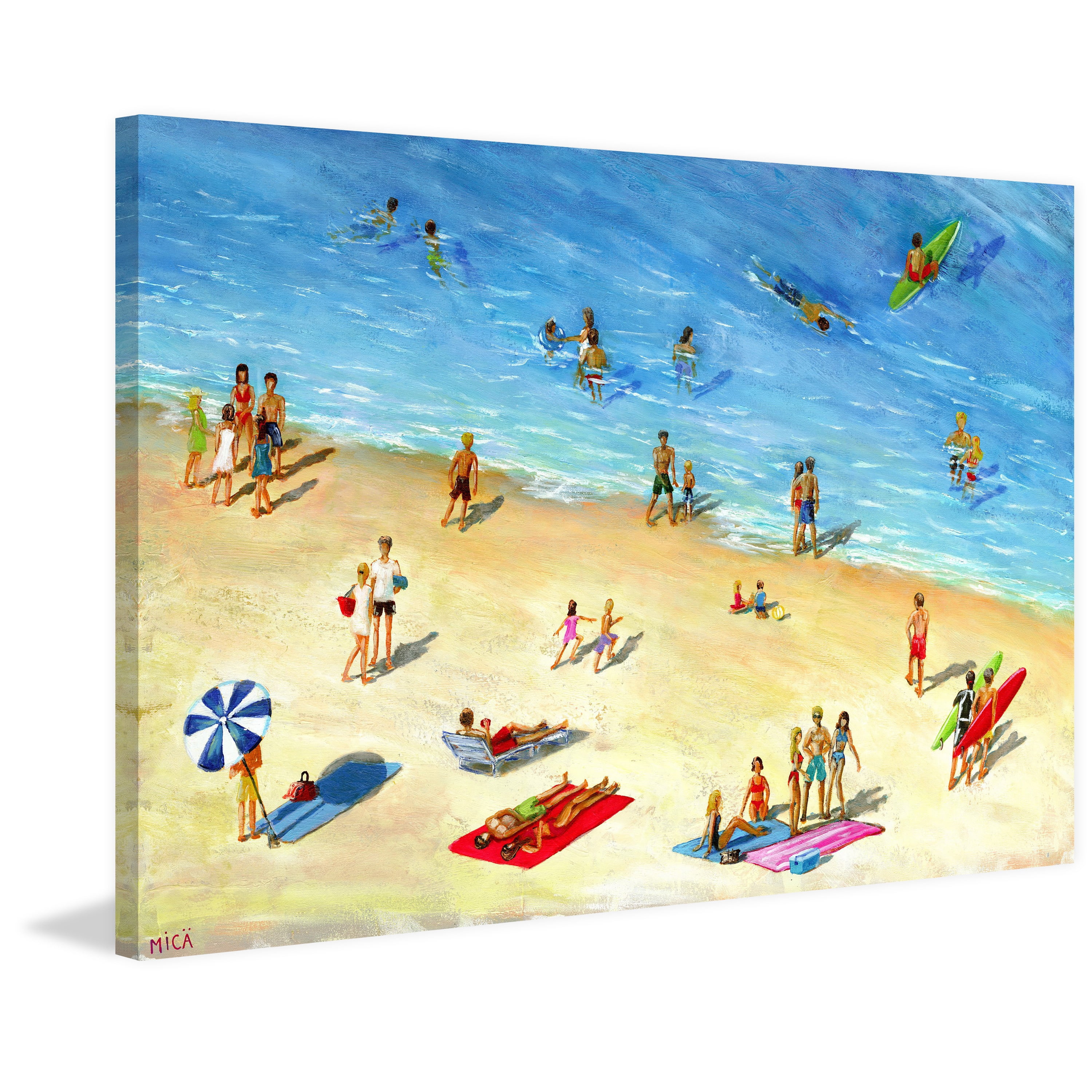 "Fun at the Beach" Painting Print on Wrapped Canvas