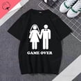 thumbnail image 3 of Bride and groom bachelor party graphic printing funny T-shirt short-sleeved casual fashion men and women's top clothes, 3 of 5