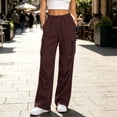 thumbnail image 2 of Womens Cargo Sweatpants Ruched High Waisted Sweat Pants Athletic Solid Color Casual Wide Leg Joggers Loose Fall Pants with Pockets, 2 of 7