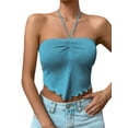 thumbnail image 4 of Cenuakty Women Tube Top, Strapless Backless Tie-up Irregular Hem Summer Ladies Vest for Club Party, 4 of 7