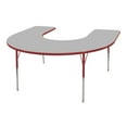 thumbnail image 1 of 60in x 66in Horseshoe Everyday T-Mold Adjustable Activity Table Grey/Red - Toddler Swivel with Seven 12in Stack Chairs Red - Swivel Glide, 1 of 2