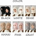 thumbnail image 6 of Winter Hat Scarf Set for Women, Knit Balaclava Ski Mask with Face Mask - Pink Warm Fleece Lined Beanie Hat with Pom Pom, Adjustable Drawstring Windproof Hooded Hat for Outdoor Sports Gift, 6 of 6