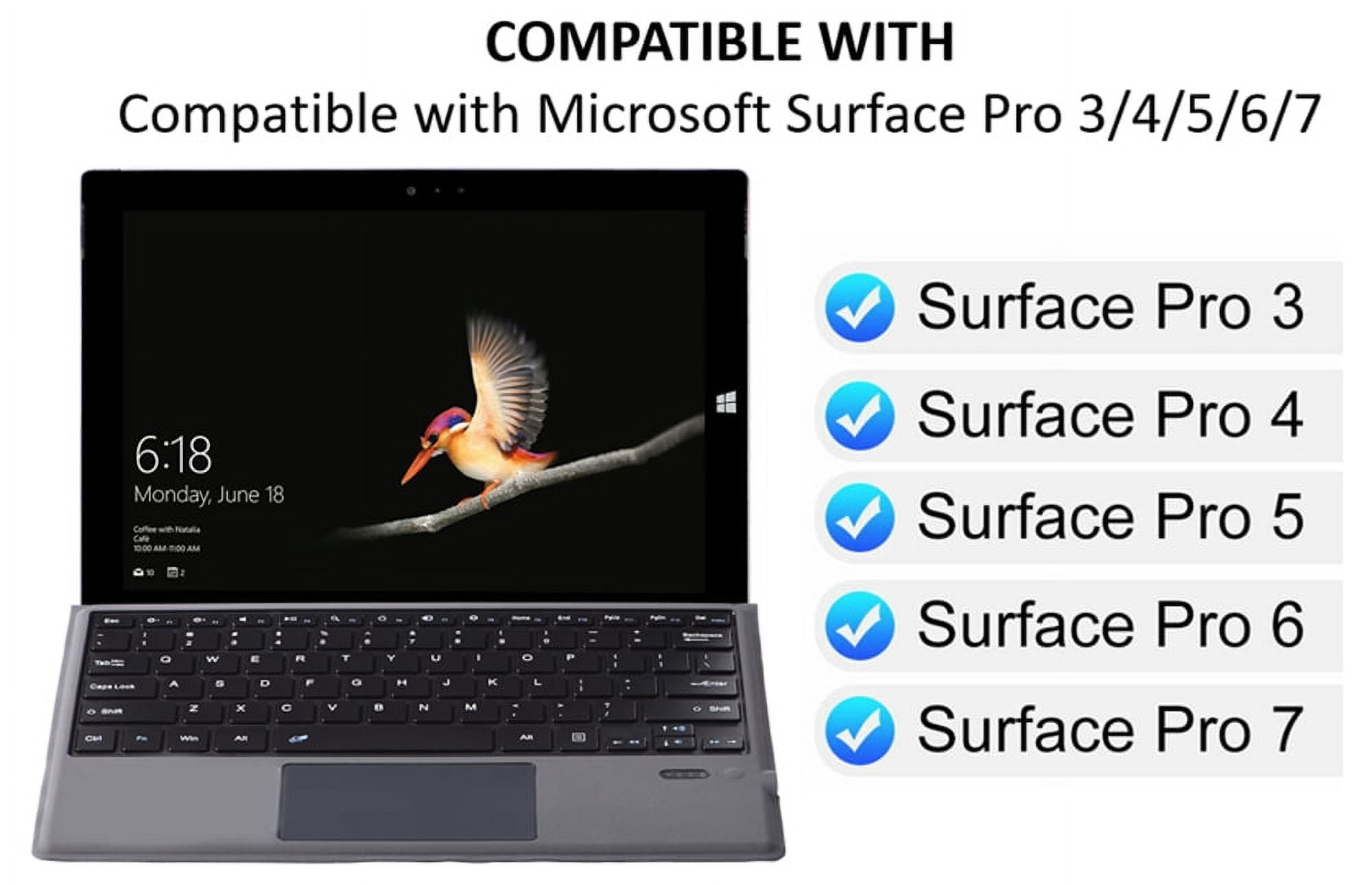 Keyboard Replacement Type Cover Trackpad Mouse for Microsoft Surface Pro 7+ 7 Pro 6 Pro 5 Pro 4 & 3