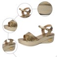 thumbnail image 6 of Rokment Sparkly Sequin Orthopedic Platform Sandals for Women Fashion Comfortable Leather Arch Support Wedge Chunky High Heel Dressy Summer Walking Shoes Gold Size 5.5, 6 of 9