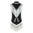 thumbnail image 3 of YONGHS Women's Fringed Latin Jazz Dance Leotard Metallic Sleeveless Bodysuit Cocktail Party Jumpsuit Black XXL, 3 of 7