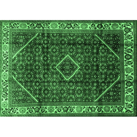 Ahgly Company Indoor Rectangle Persian Emerald Green Traditional Area Rugs, 5' x 8'