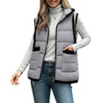 thumbnail image 4 of larppty Womens Puffer Vest Sleeveless Casual Loose Fit Winter Warm Lightweight Stand Collar Down Jacket Coats Outwear (Grey, XXL), 4 of 9