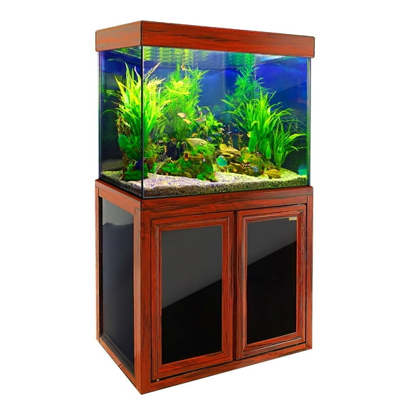 50 Gallon Redwood Tempered Glass Aluminum Fish Tank Aquarium