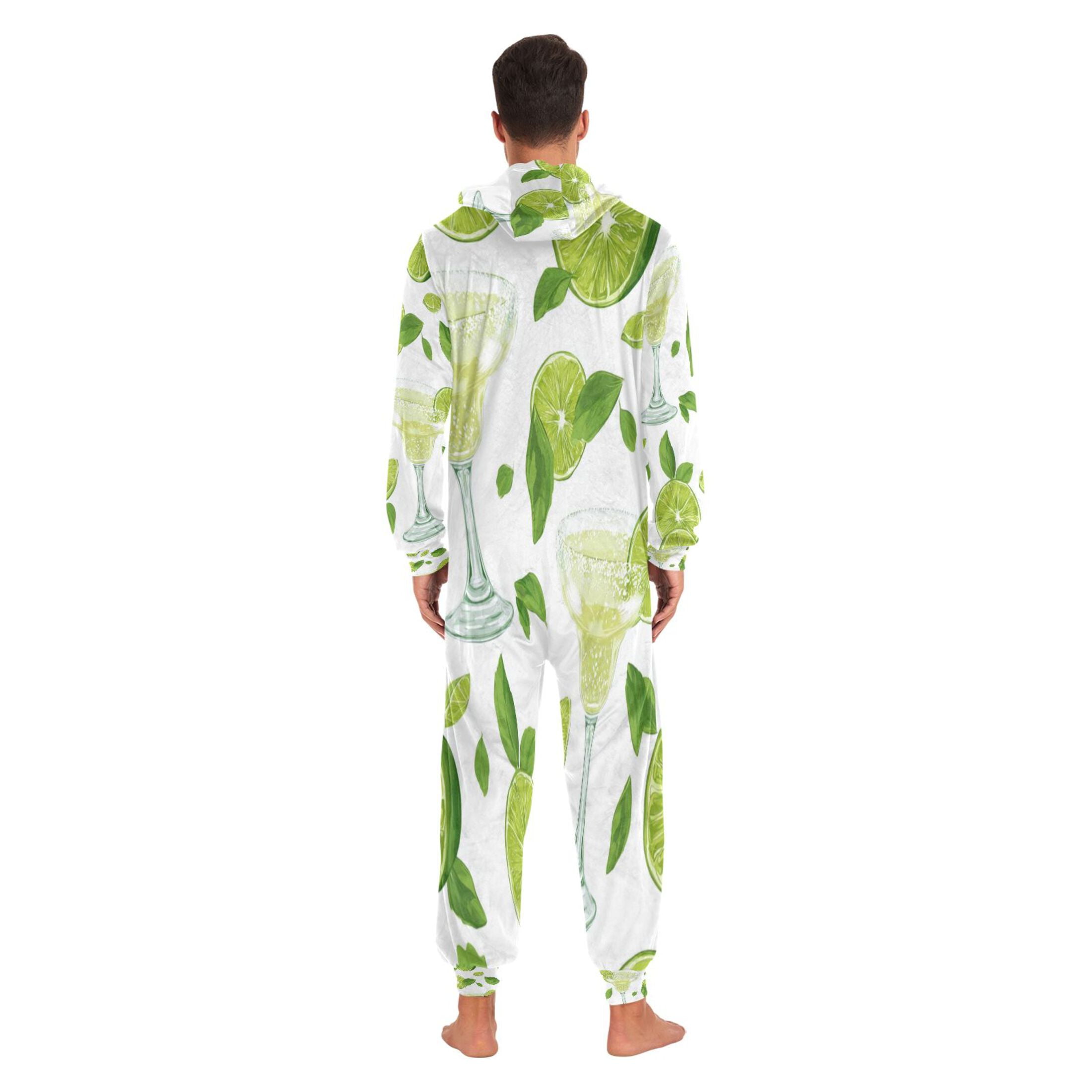 1-Pack Onesie Jumpsuits For Men&Women Winter One Piece Zipper Pajamas Playsuit Margarita Glasses and Lime
