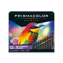 Prismacolor Premier Dual-Ended Art Markers, Chisel Tip and Fine Tip, Primary Colors, 12 Count