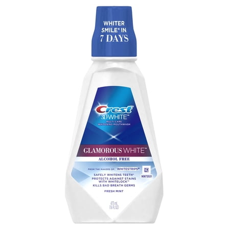 (32 pack) (2 pack) Crest 3D White Glamorous White Alcohol Free Multi-Care Whitening Mouthwash, Fresh Mint, 16 fl oz (473 mL)