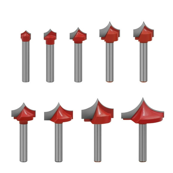 9Pcs Router Bits Point Cutting Round Edge 6mm Shank Different Blade Diameter for Woodworking Milling Cutter Tool