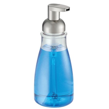 - Inter-Design 50100 Foaming Soap Pump, 12 oz, Plastic, Brushed Nickel, Clear