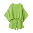 thumbnail image 3 of FchengtaiS Women's 2 Piece Summer Outfits Oversized Bat Short Sleeve Shirts and Elastic Waist Shorts Casual Lounge Matching Sets, 3 of 7