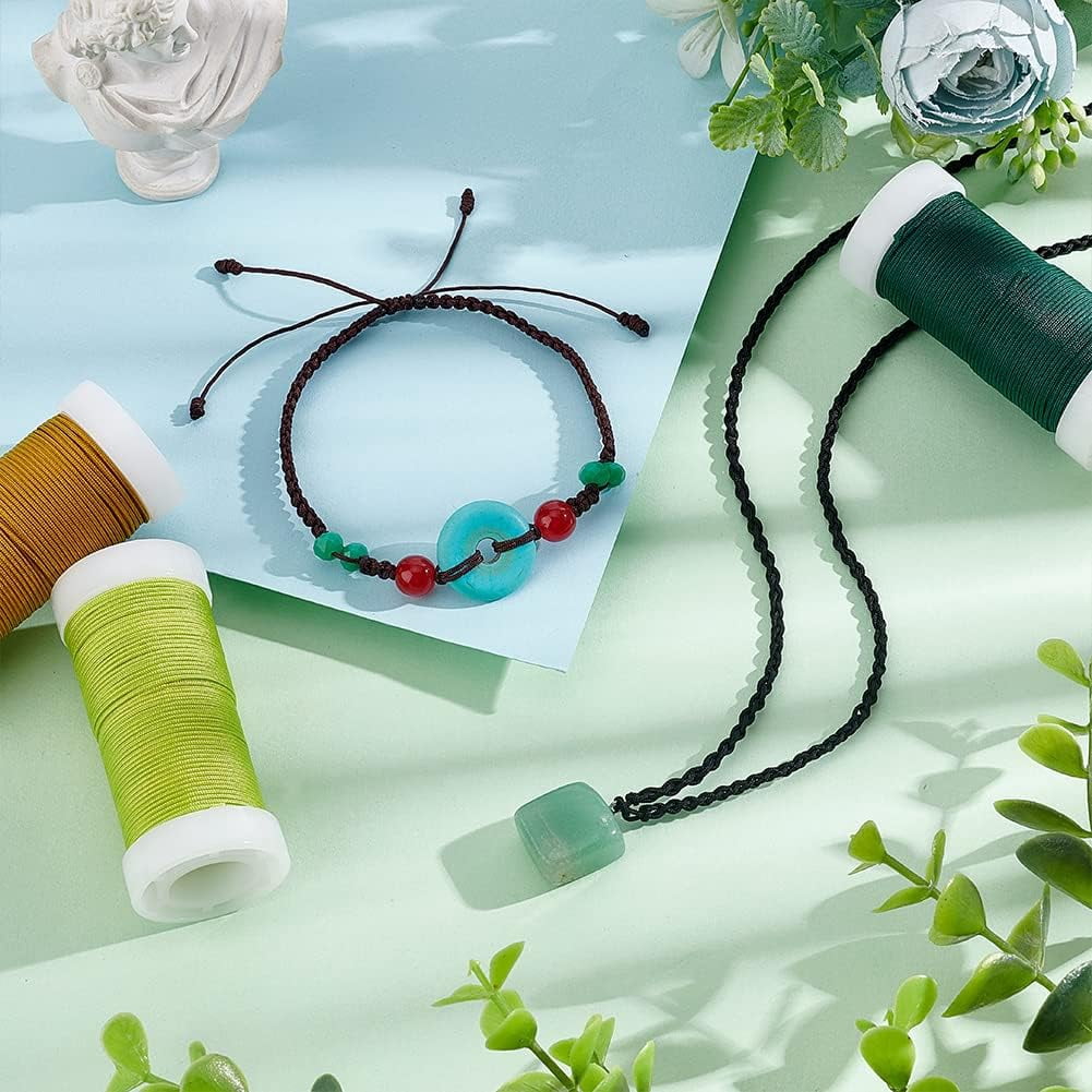 328 Yards Nylon Thread 0.8mm Beading String Cord Chinese Knotting Cord Kumihimo Macrame Cord for Friendship Bracelet Christmas Jewelry Making