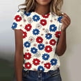thumbnail image 2 of asdoklhq Fourth Of July Shirts for Women Oversized Tshirts Women's Casual and Fashionable Printed T-shirt with Round Neck and Short Sleeved Top Beige M, 2 of 6