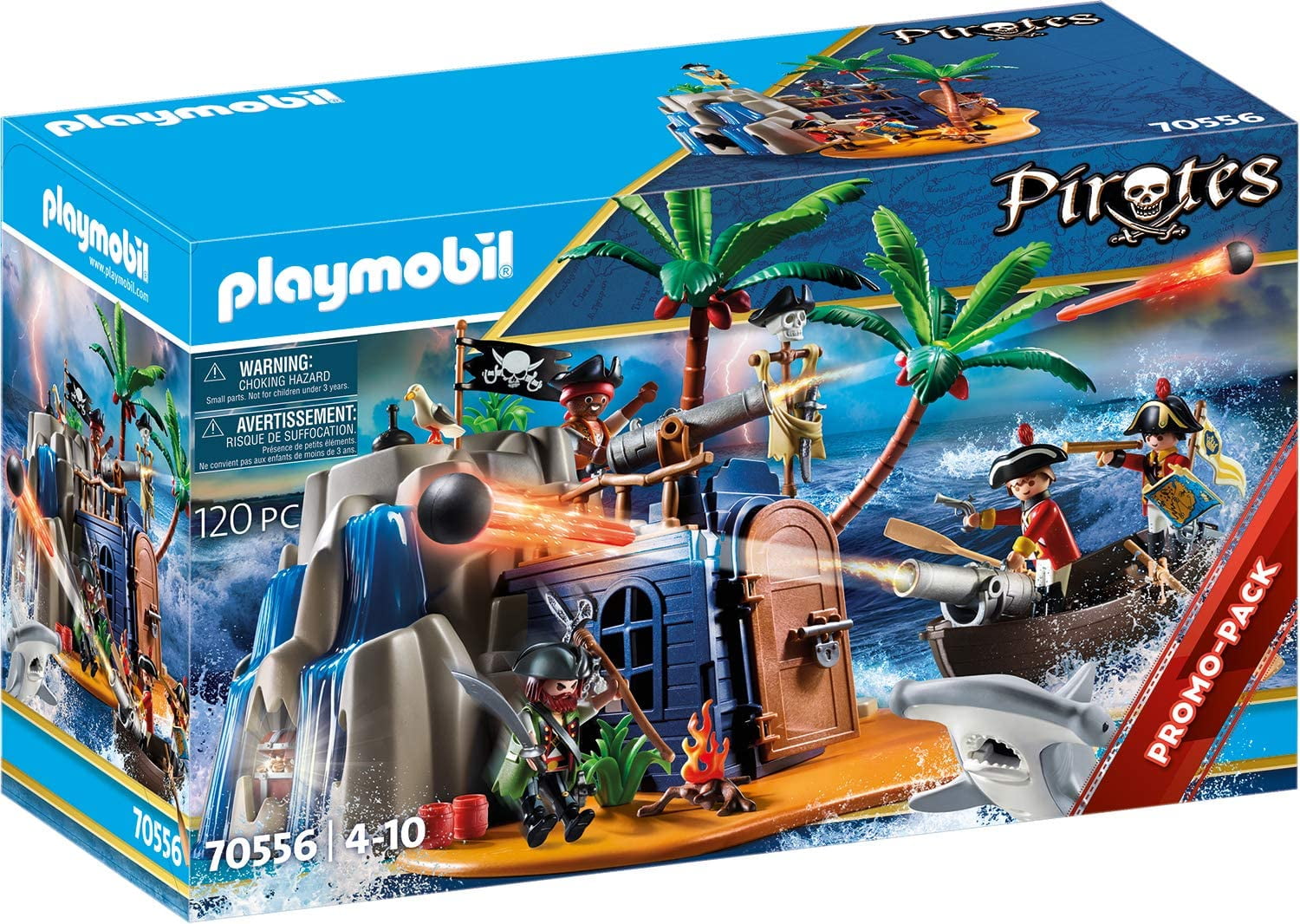 vold mønt Flyve drage PLAYMOBIL Pirates 70556 pirate island with treasure hiding place and  buoyant boat - Walmart.com