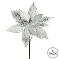 thumbnail image 3 of Vickerman 13" x 23" Silver Poinsettia Mesh Glitter Spray Artificial Christmas Spray. Includes 6 sprays per pack., 3 of 3