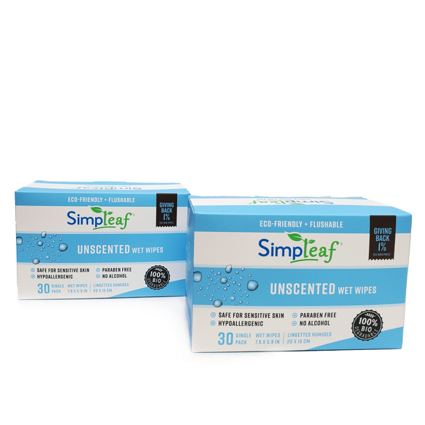 Simpleaf Unscented Flushable Single Pack Wet Wipes Eco Friendly