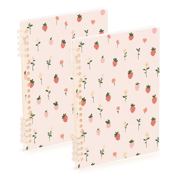 A5 Notebook, Single Back Sheet Printed on One Side, 60 Sheets Cherry Blossom Strawberry Pattern