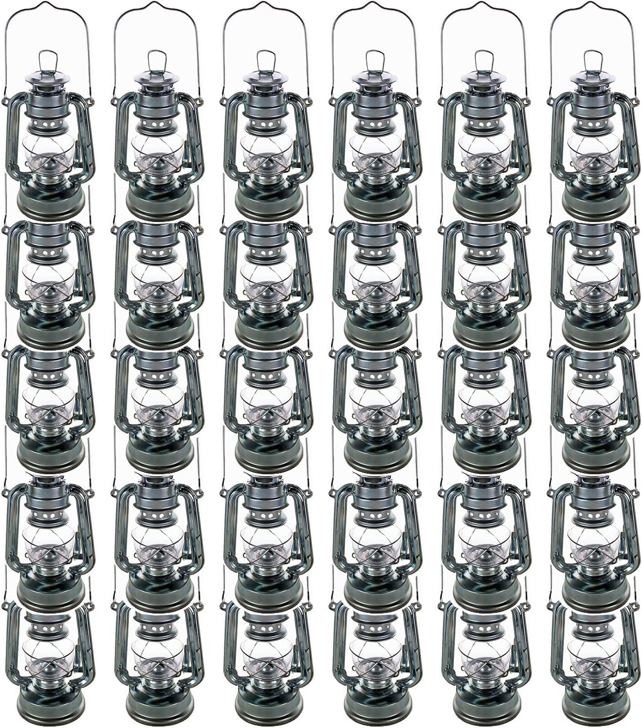 Lot of 30 - 8 Inch Silver Hurricane Kerosene Oil Lantern Hanging Light / Lamp