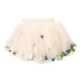 thumbnail image 4 of ZHOUCHANKIDS Girls Ballet Dance Skirt Party Tutu with Colorful Pompoms for Kids Toddlers Girls' Polka Dot Tutu Glitter Ballet Triple Layer Tulle Dance Skirt Beige 6-7 Years, 4 of 4