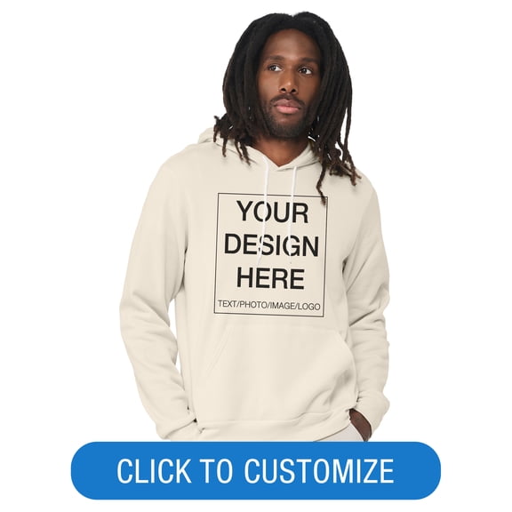 BELLA CANVAS Adult Crew Neck Personalized Hoodie, Create your own Designs, Natural, Extra Large, Unisex