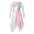 thumbnail image 3 of YEAHDOR Kids Girls Lyrical Dance Dress Metallic Bodice Asymmetrical Hem Figure Skating Dance Dress Pink 14, 3 of 7