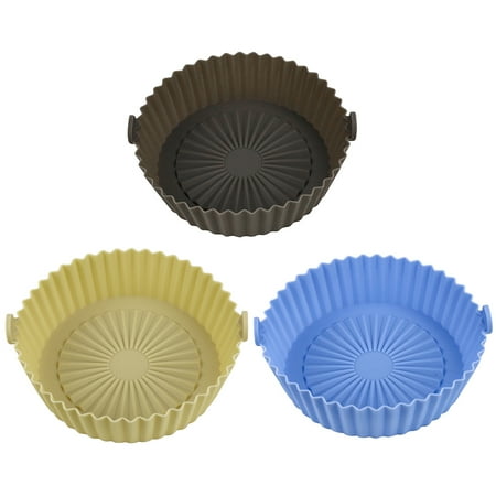 

Heat-Resistant Air Fryer Silicone Pot with Handle Reusable Liners Microwave Tray Vegetables Chicken Beef Baskets Household