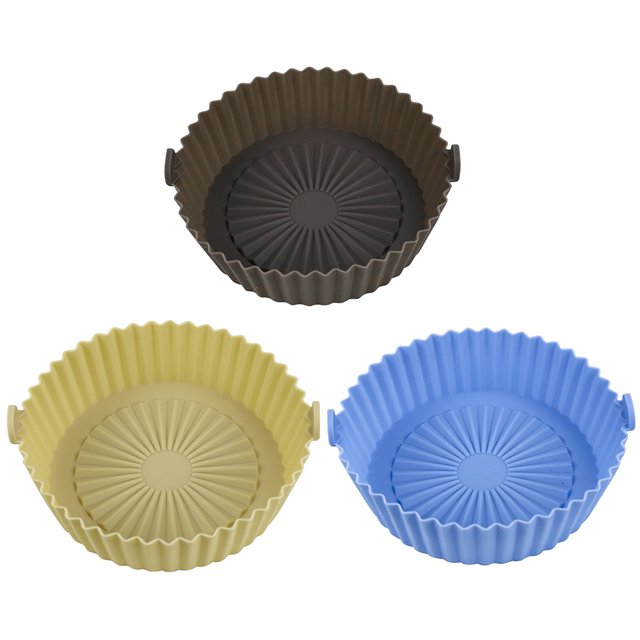 stanreset Air Fryer Silicone Pot with Handle Non-Stick Liners Microwave Ovens Tray Baskets Kitchen Bakeware Replacement Parts Blue Type2 NO2