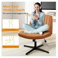 thumbnail image 3 of Criss Cross Chair Legged Office Wide Comfy Desk Seat, No Wheels Armless Computer Task Seating, Swivel Vanity Home Height Adjustable, 3 of 8