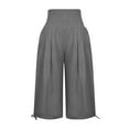 thumbnail image 4 of FAIWAD Cotton Linen Lounge Pants for Womens High Waist Elastic Wide Leg Pants Adjustable Drawstring Jogger Pants (3X-Large, Silver4), 4 of 6