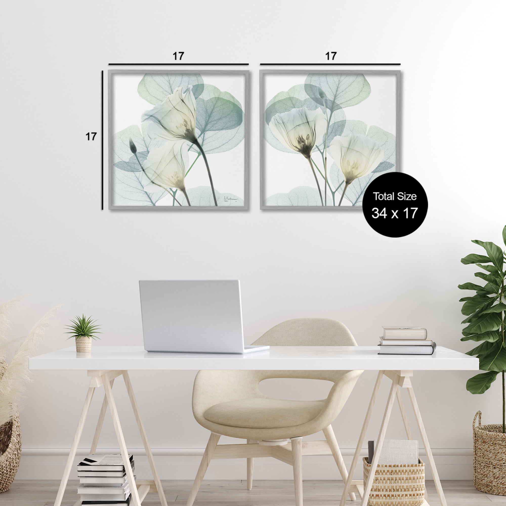 Stupell Industries Divine Fate Flowers 2 Piece Gray Framed Giclee Art Set, design by Albert Koetsier