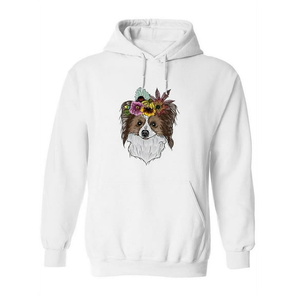 Puppy With Flowers Sketch Hoodie Women -Image by Shutterstock, Female Small