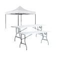 thumbnail image 1 of Combo Toldo Padua Blanco Impermeable 3x3 con Dos Mesas Plegables Blancas 1.8 metros Tipo Portafolio LOOMBER, 1 of 6