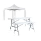 thumbnail image 1 of Combo Toldo Padua Blanco Impermeable 3x3 con Dos Mesas Plegables Blancas 1.8 metros Tipo Portafolio LOOMBER, 1 of 6
