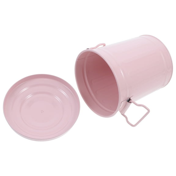 Tin Trash Can With Lid Metal Can Kitchen Waste Basket Decorative Trash Can Waste Paper Bucket Makeup Brush Can For Home Office Organization