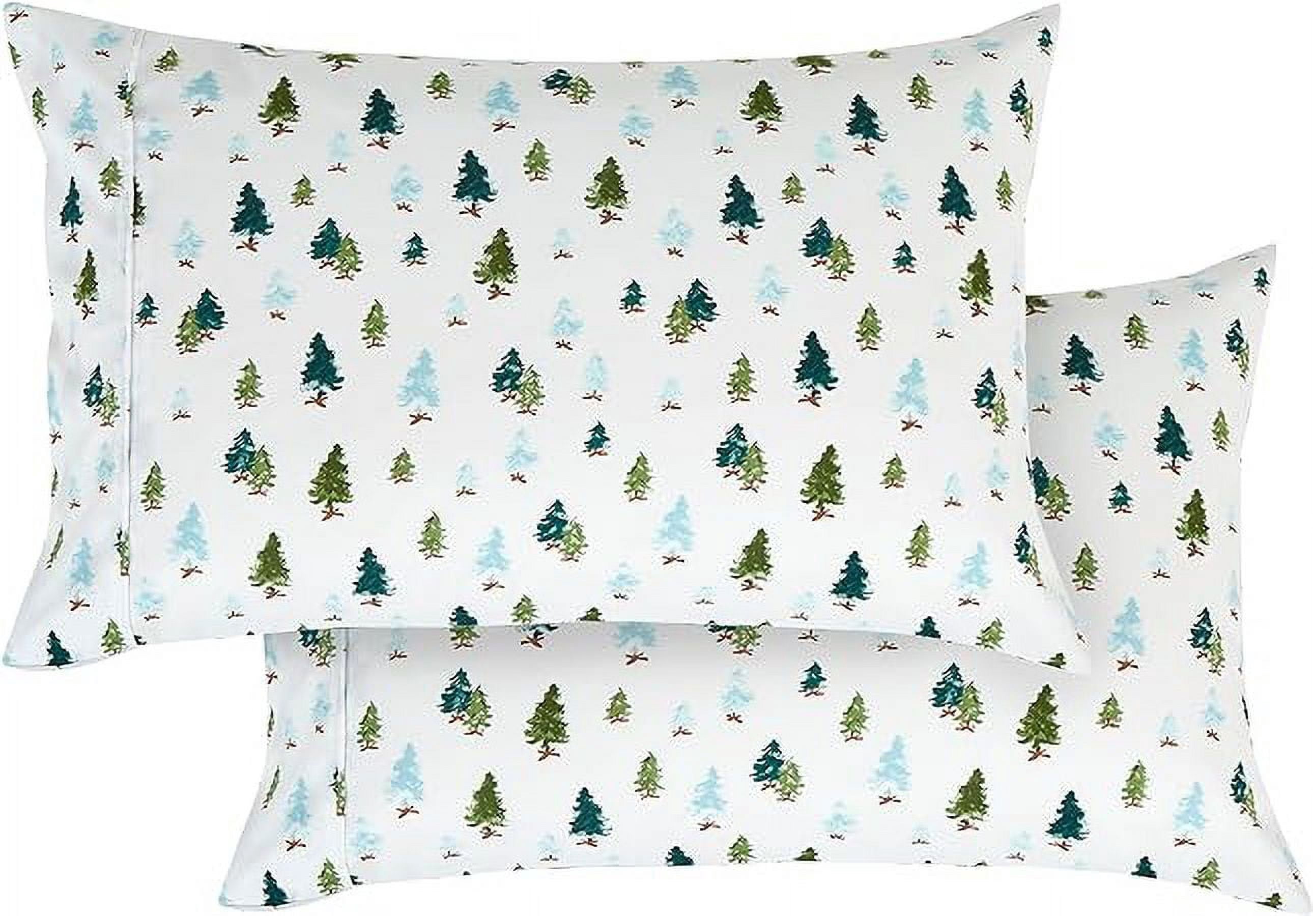 Elegant Comfort Soft 6-Piece Bed Sheets Set High-Quality Microfiber, Wrinkle & Fade Resistant, Holiday Pattern, Queen, Twill Tree
