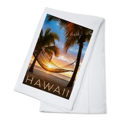 Hawaii, Hammock and Sunset (100% Cotton Tea Towel, Decorative Hand Towel, Kitchen and Home)