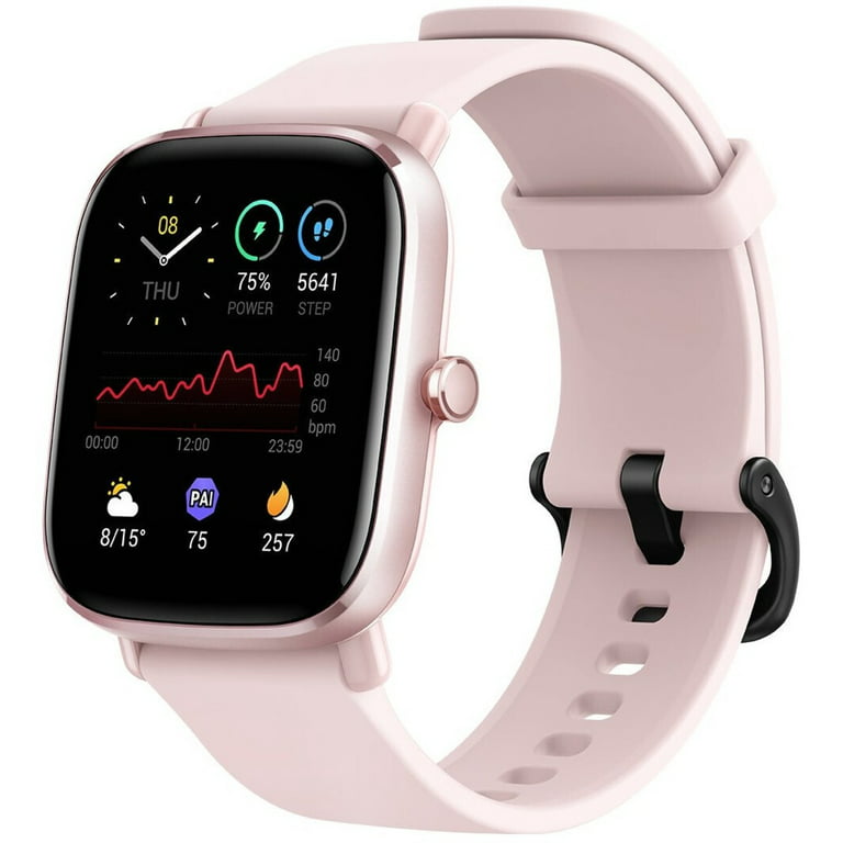 Amazfit GTS 2 Mini Smart Watch: Android & iOS - Built-in GPS Fitness Tracker  - 14 Day Battery Life - 68 Sports Mode - AMOLED Screen - Blood Oxygen Heart  Rate Monitor - 5 ATM Waterproof, Flamingo Pink 