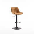 thumbnail image 6 of YOUNIKE Bar Stools Set of 2, Swivel Upholstered Barstools, Adjustable Height Counter Stools, Faux Leather Padded Bar Chairs, Metal Frame, Tan, 6 of 16
