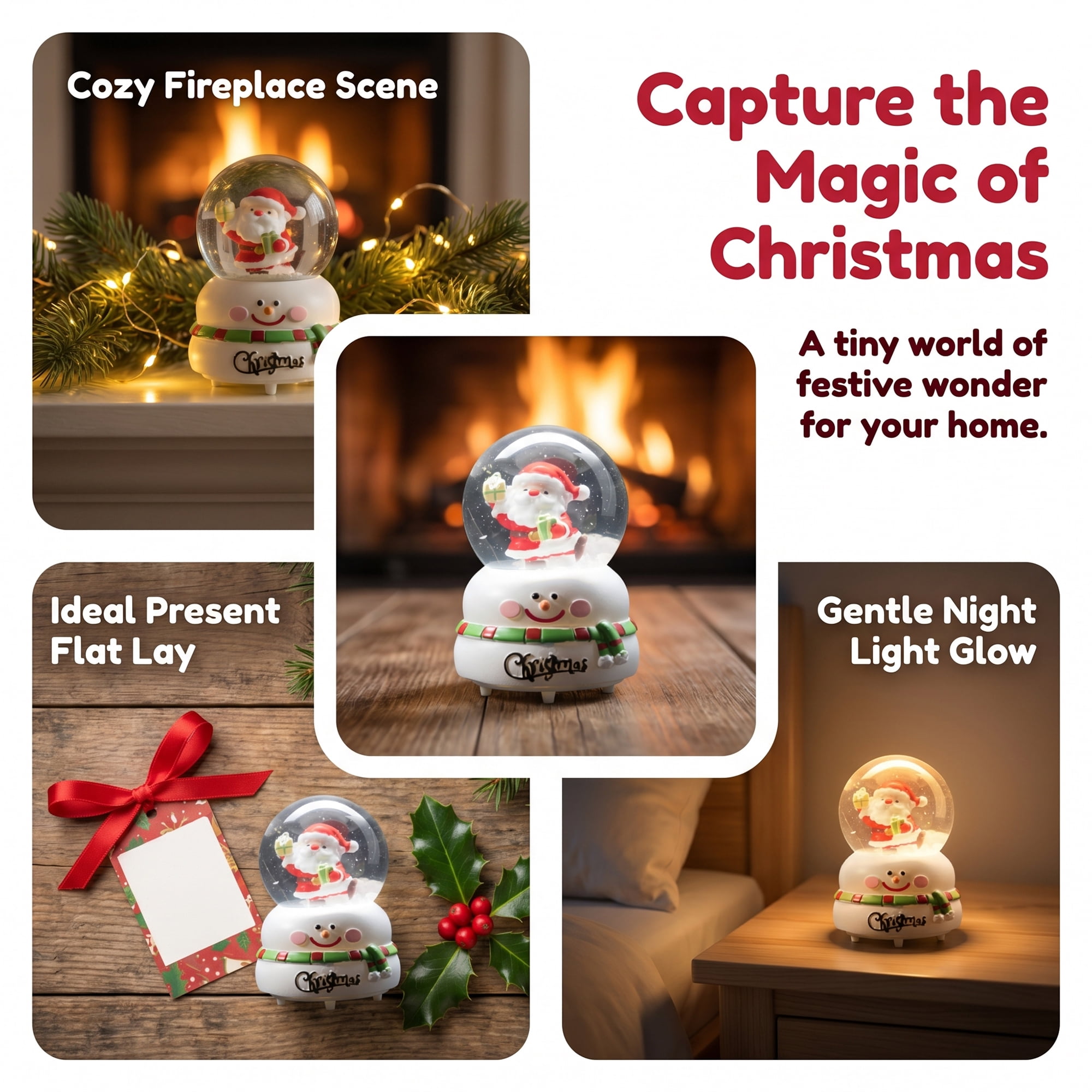 Unique Bargains Light Up Crystal Ball LED Glitter Snow Globe White D 1.8" x 1.8" x 2.7"
