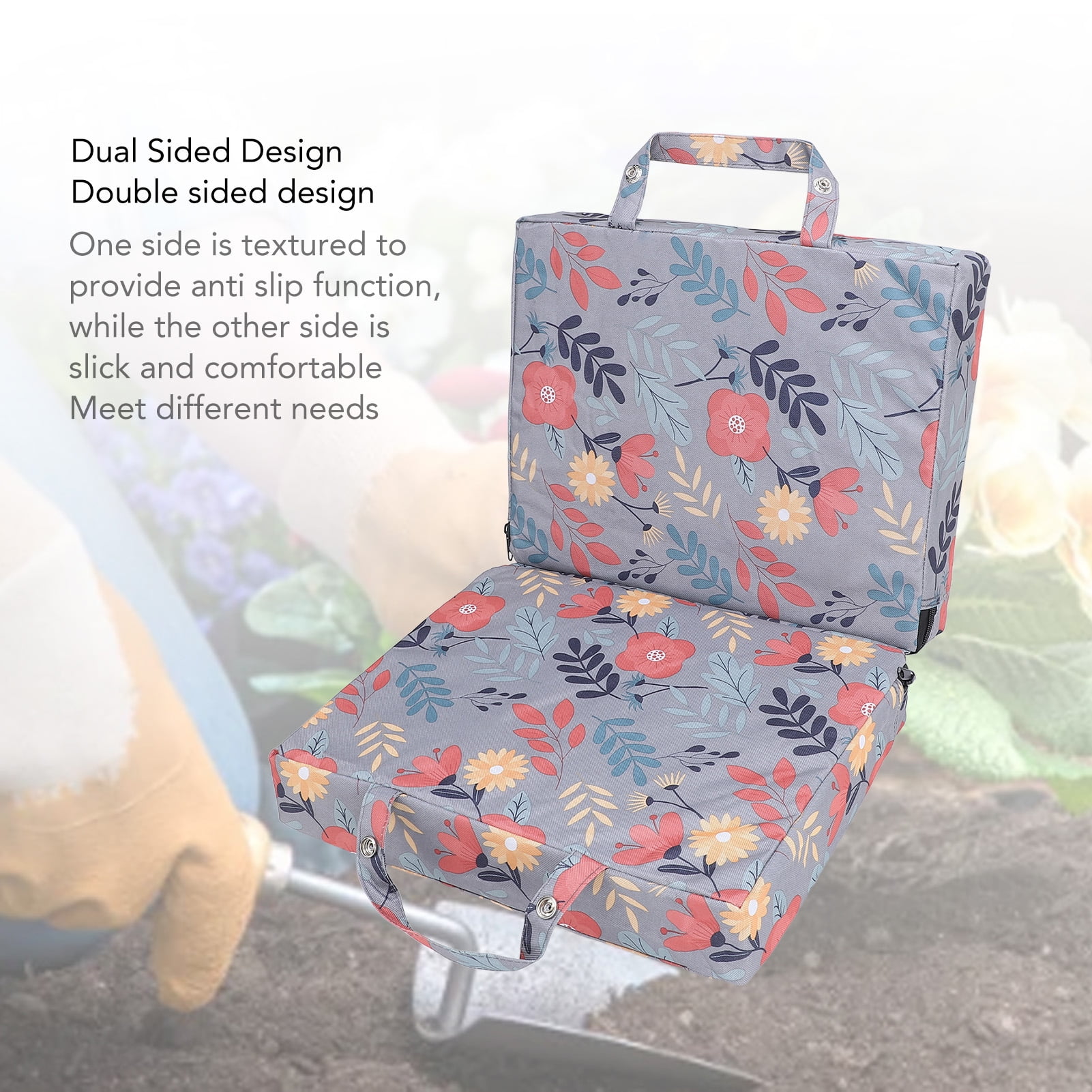 Rupoun Thick Garden Kneeling Pad Multipurpose Portable Lightweight Knee Pad Cushion for Gardening Exercise Home Yardwork Baby Bath, 22x13.4x2.4 inches / 56x34x6 cm, Gray Flower Pattern